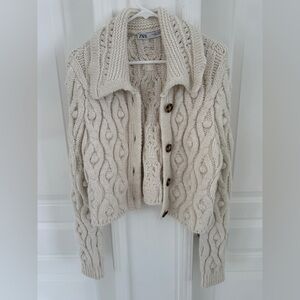 Zara Cream Cable Knit Cardigan